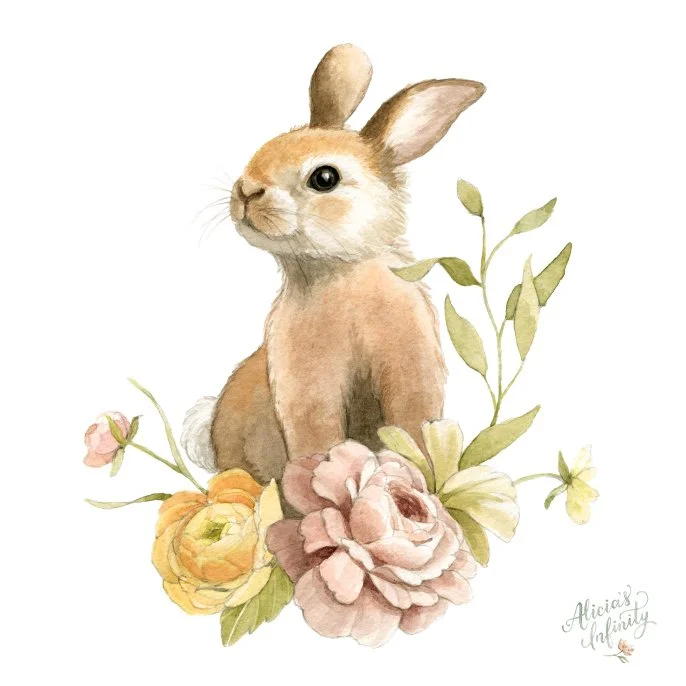 Flora & Fauna Bunny Rabbit Illustration Print — Alicia's Infinity